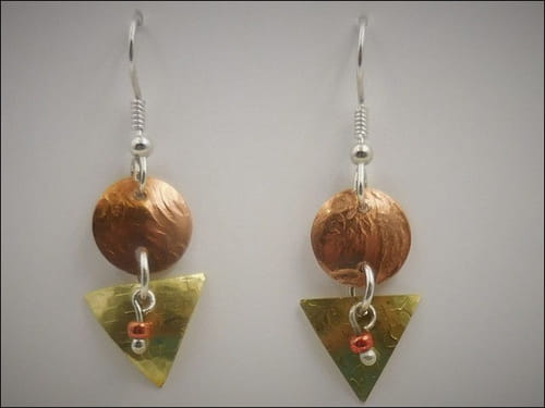 DKC-760 Earrings, Copper & Brass at Hunter Wolff Gallery